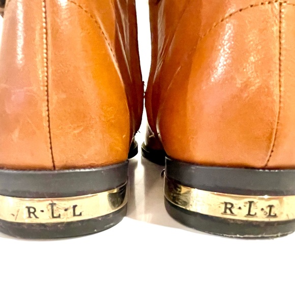 Ralph Lauren Tan Leather Knee-High Riding Boots w Gold Metal Details - Picture 11 of 15